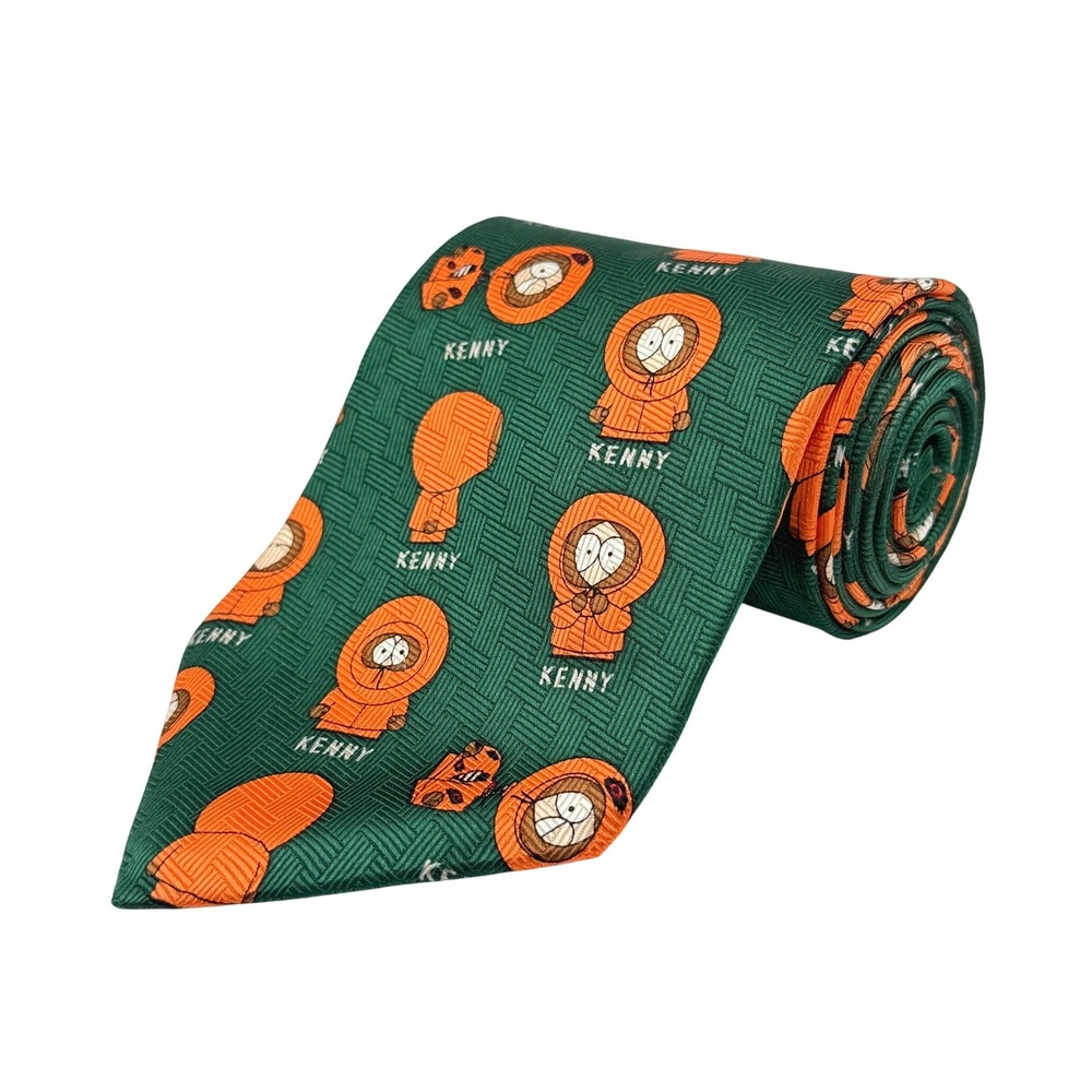 South Park 'All Kenny' Vintage Mens Novelty Necktie Green Orange 57"L